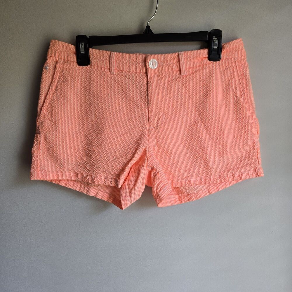 Chubbies Women's Size L Seersucker Shorts Orange White